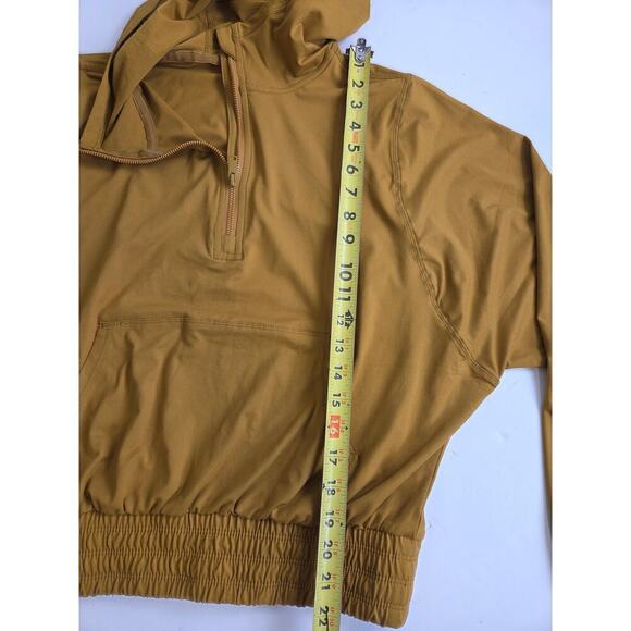 Rae Mode Sweatshirt Women's Medium Mustard Yellow Hoodie Cropped Half Zip - Picture 4 of 5